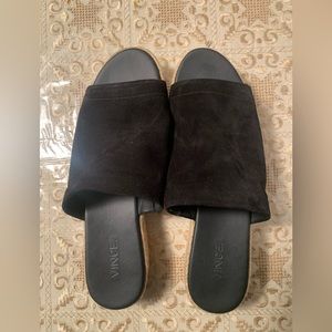 Vince Black Woven Wedge Sandals Size 9.5